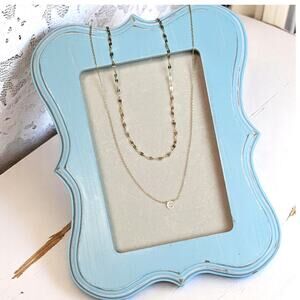 Sterling Silver Gold Color Double Layer Chain  Initial 'C' Rhinestone Necklace